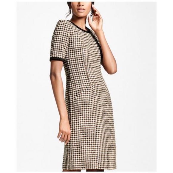 Brooks Brothers Brown & Black Checked Tweed A-Line Dress, Size 0 - Picture 4 of 16